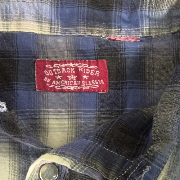 Vintage Outback Rider Western Pearl Snap Shirt Check Large - Picture 4 of 7